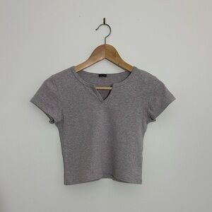 Brandy Melville Ashlyn V-Notch Top Grey